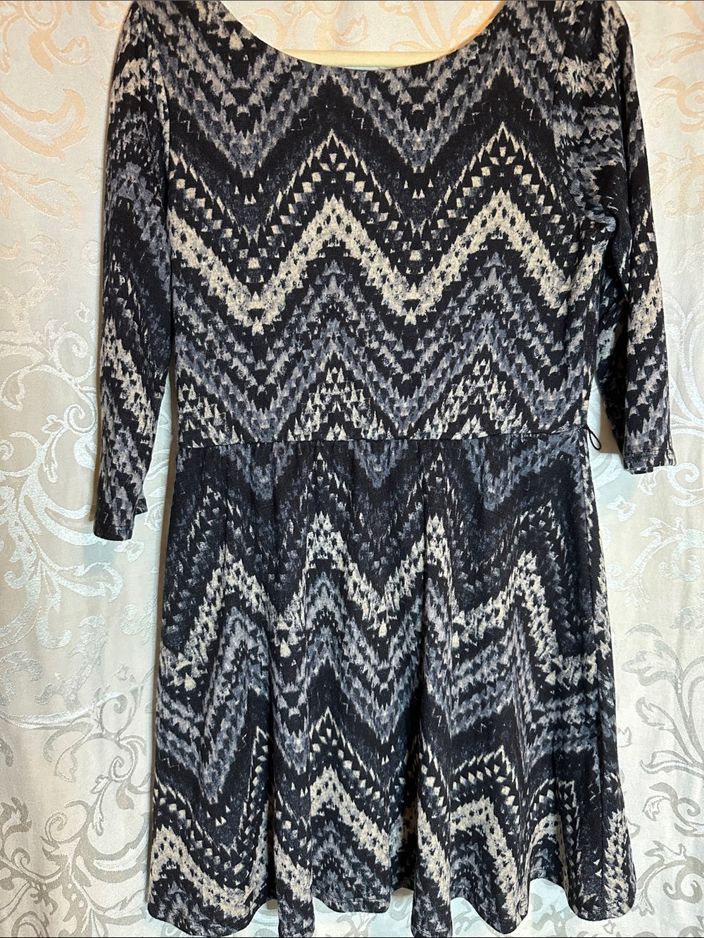 Lily Rose Black & Cream Zigzag A-Line Mini Dress